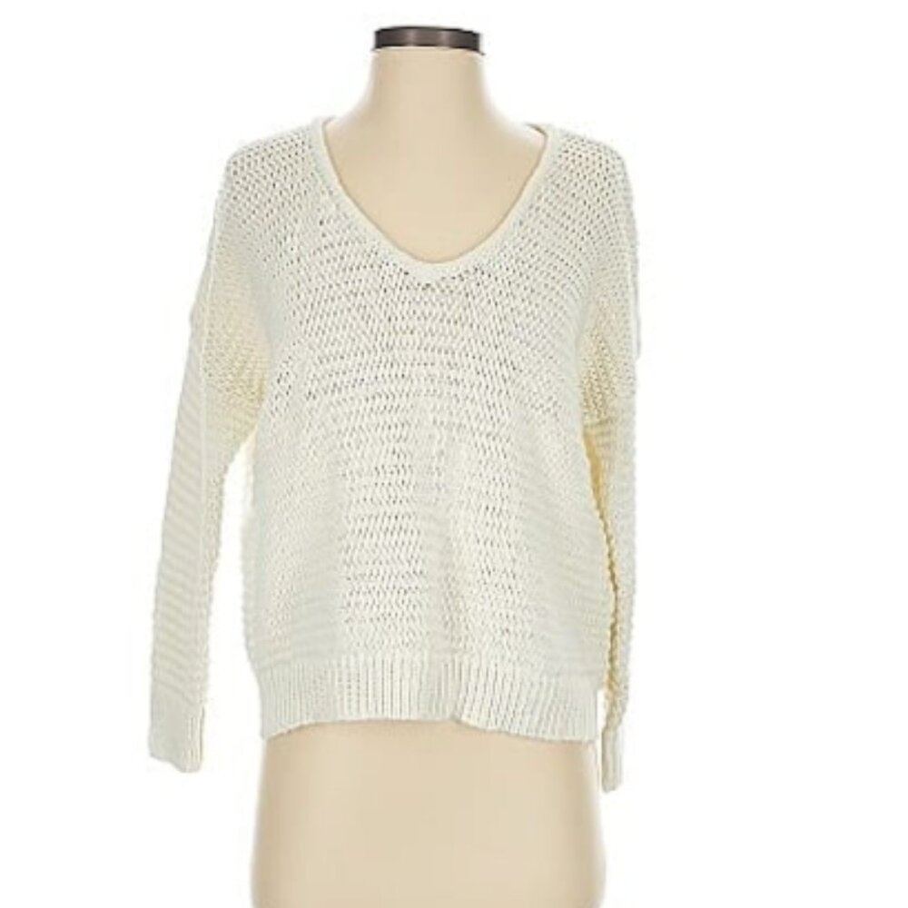 Madewell V Neck Pullover Sweater White Ivory Cream XS